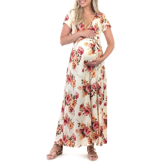 NWT White Floral Maternity and Nursing Dress - Picture 2 of 4